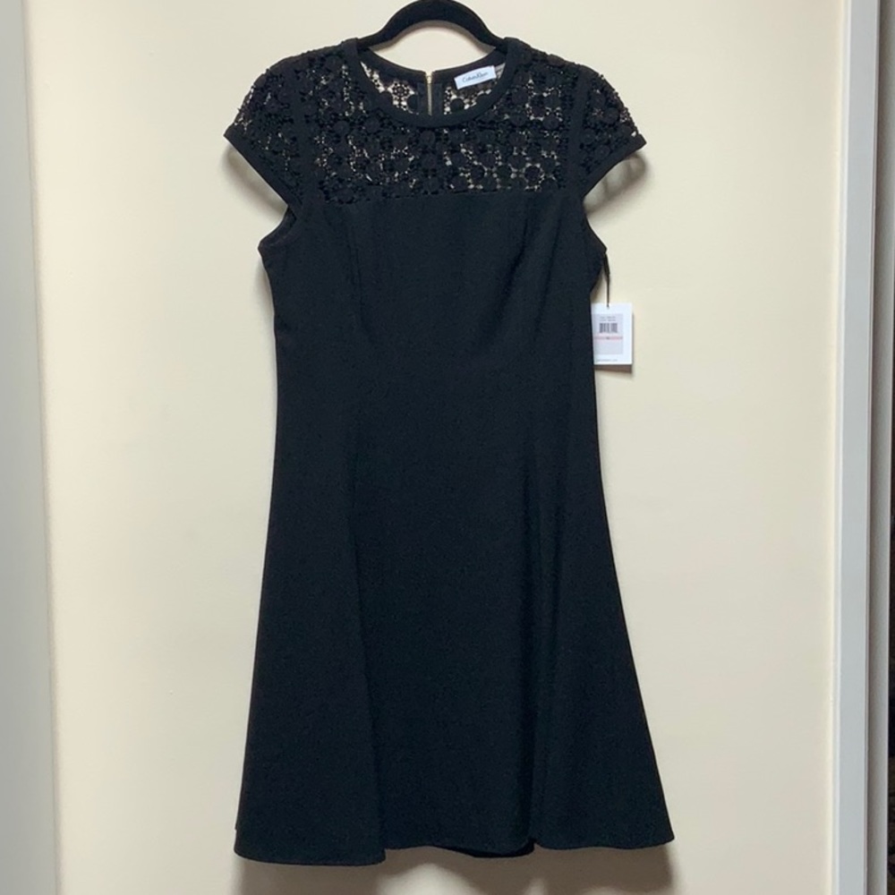 Great LBD with lacy accent and cap sleeves!